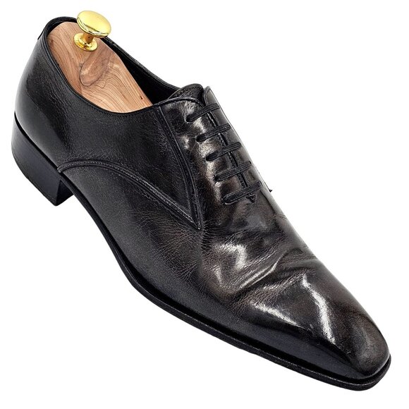 Italian Artioli Mens size 9 Smokey Brown Grey Leather Dress Shoes Luxury Oxfords - Picture 3 of 13